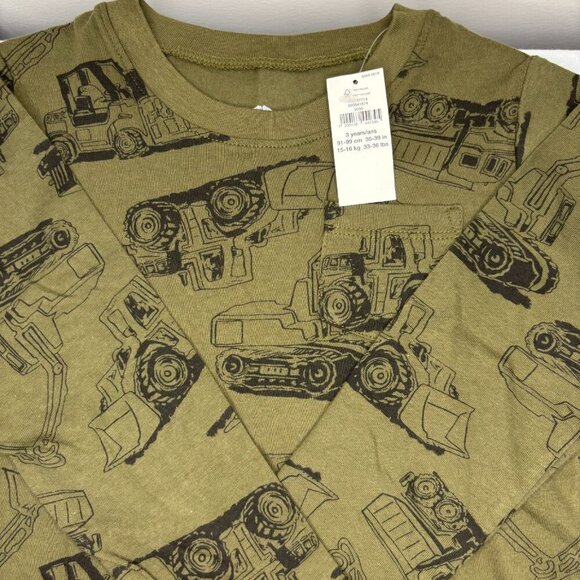 BABY GAP NEW Long Sleeve Tee Boys 3T Green Tractor Dump Truck Crew Neck - Picture 1 of 5